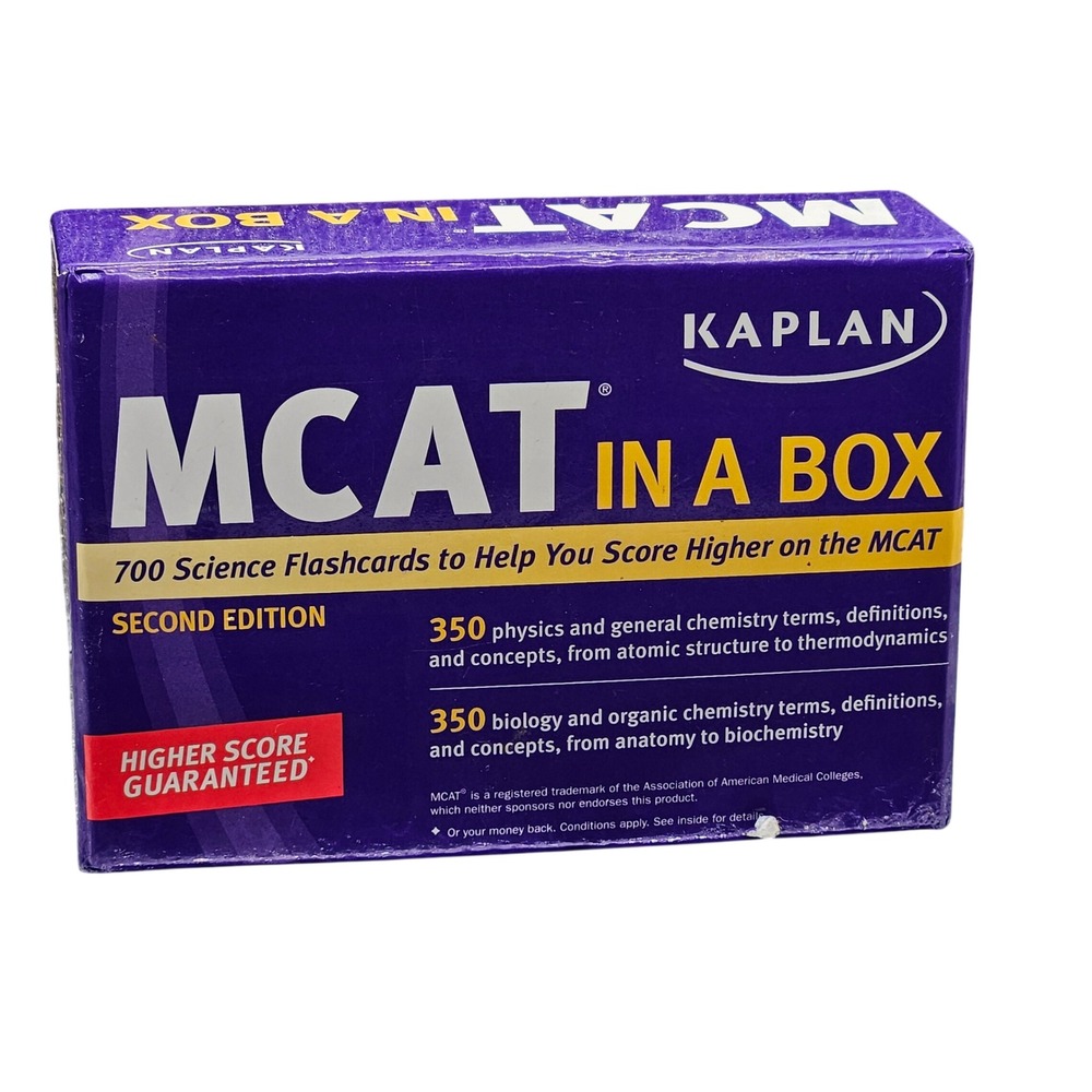 Kaplan MCAT In A Box 700 Science Flashcards Second Edition Physics Biology Chem*
